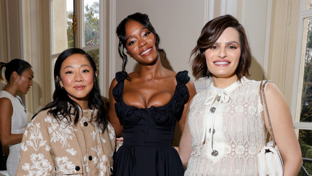 Stephanie Hsu, Aja Naomi King and Nava Mau at the Giambattista Valli Spring 2025 ready-to-wear show