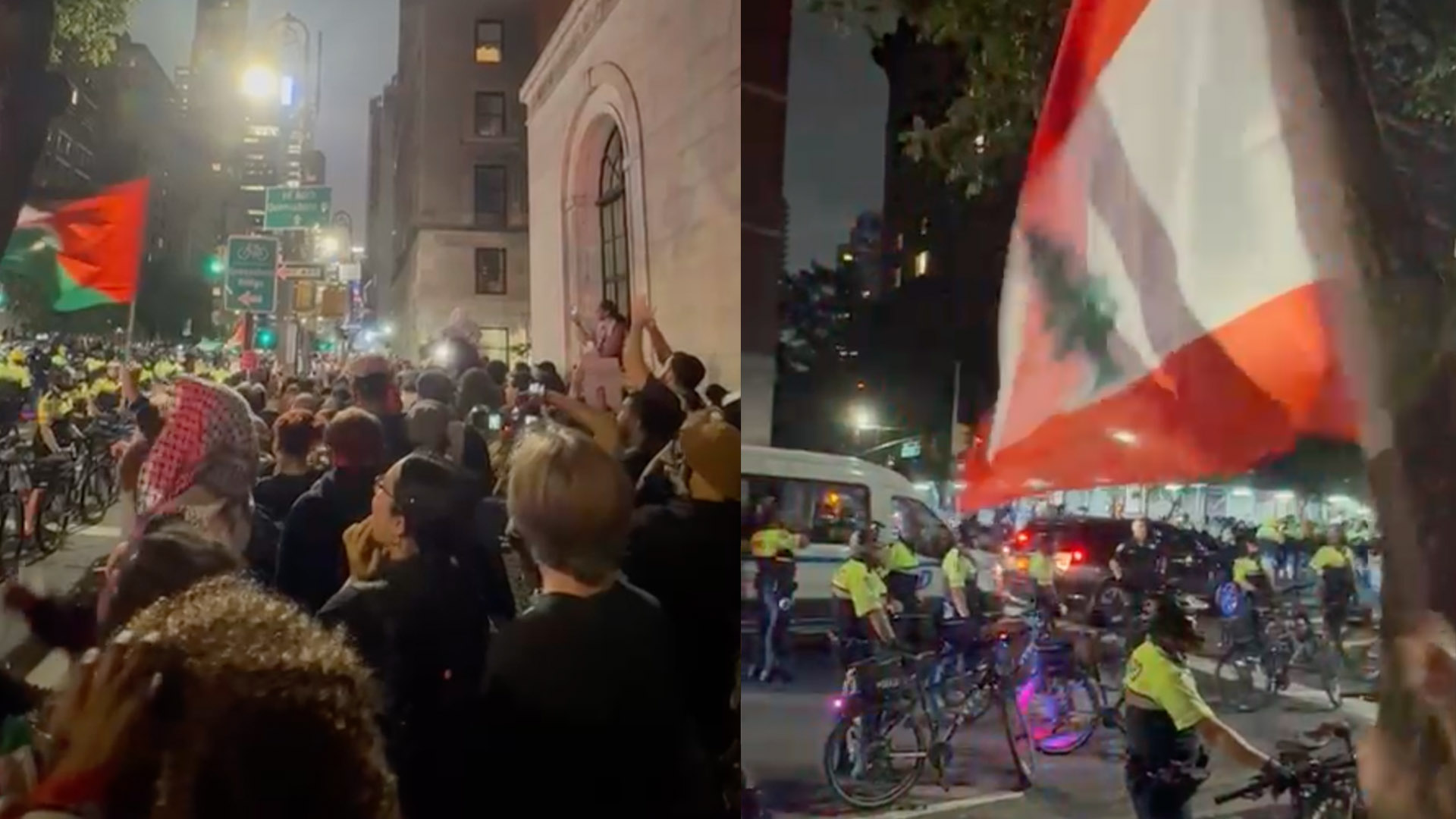 Pro-Palestinian protesters chant outside Netanyahu’s hotel in New York | Israel-Palestine conflict