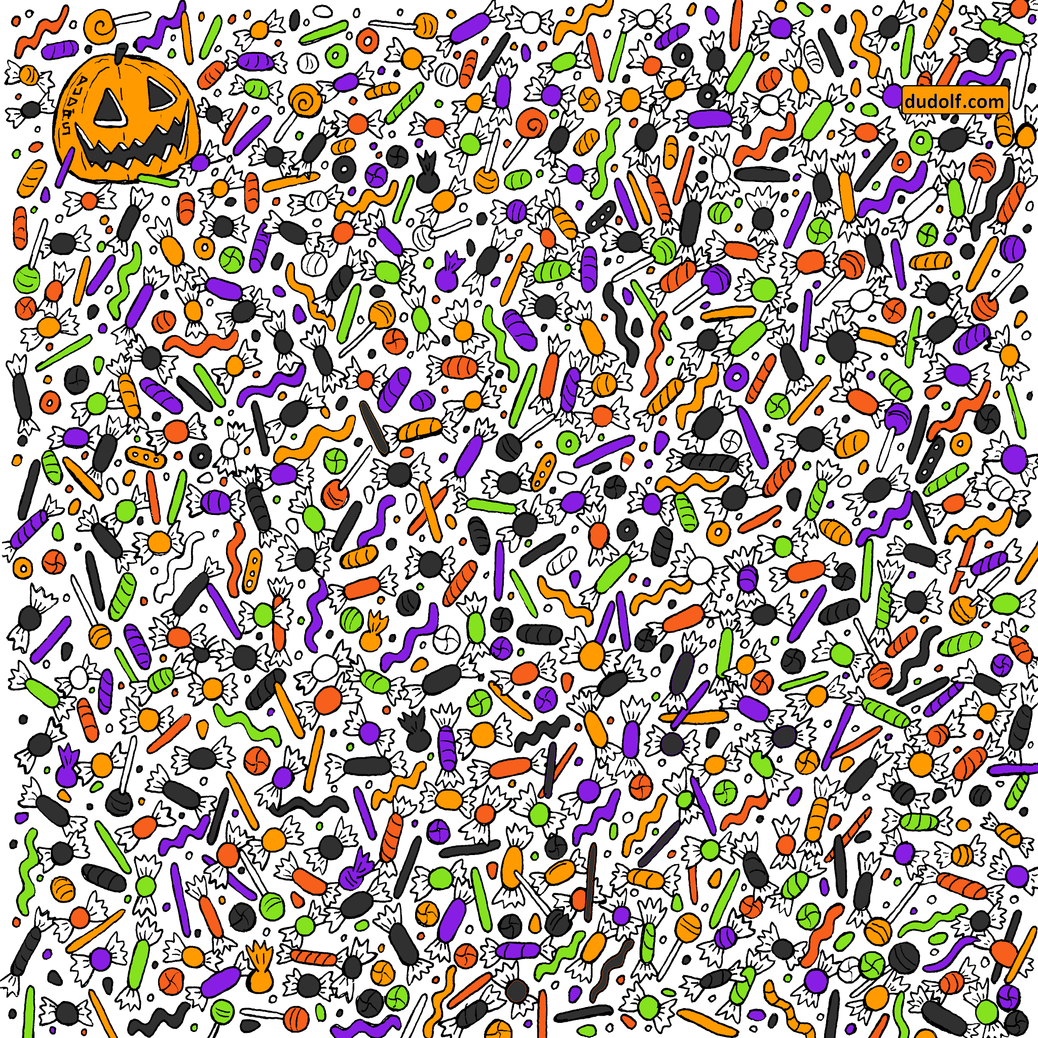 Halloween candy brain teaser: Can you find the hidden spider and candy corn?