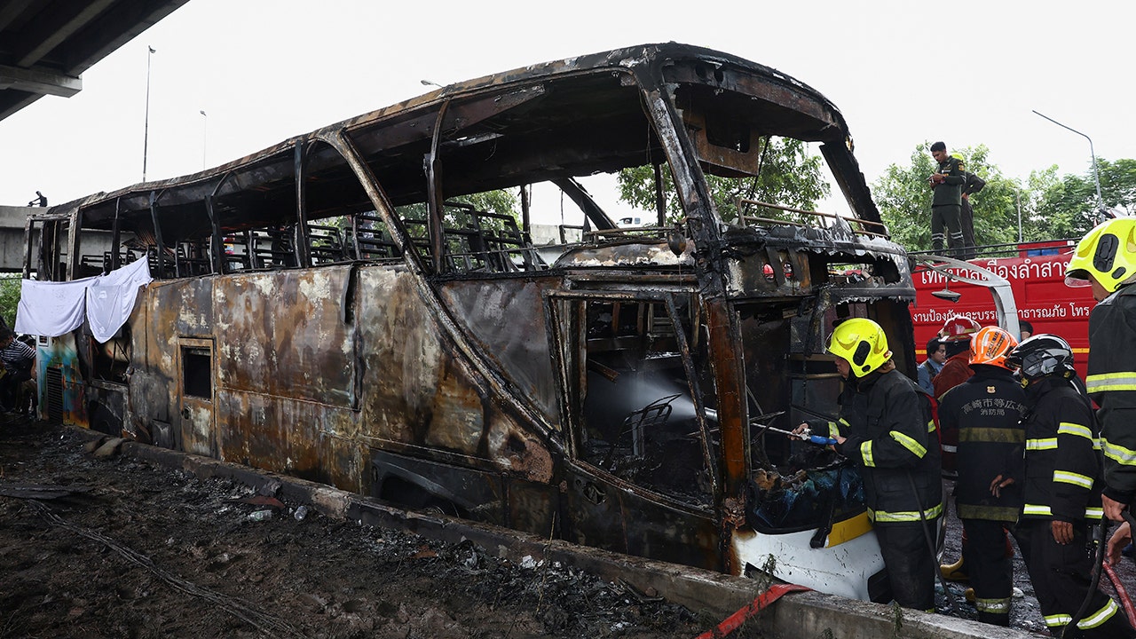 School bus bursts into flames outside Bangkok, nearly two dozen feared dead