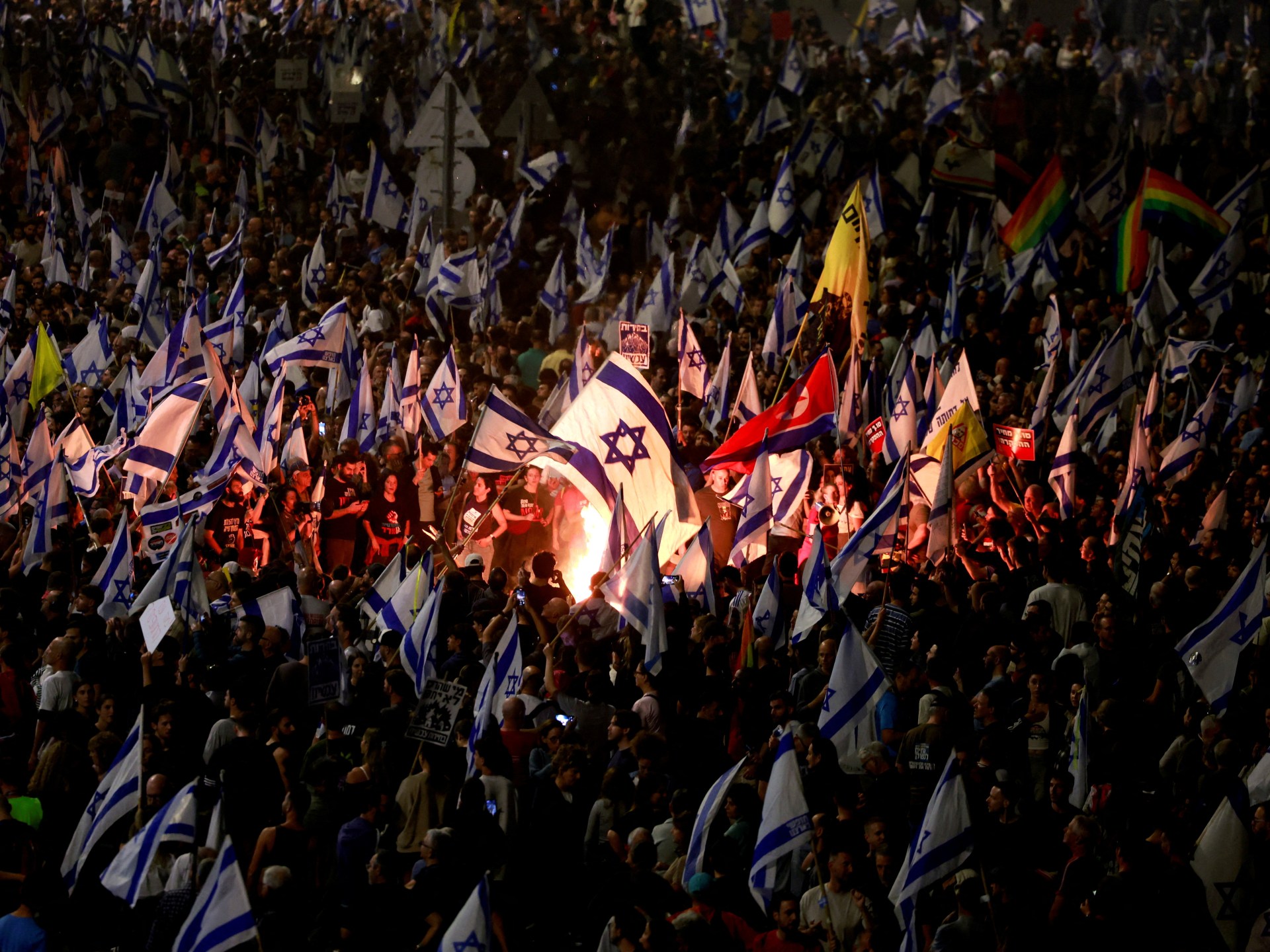 Protesters reach Netanyahu’s residence after defence minister firing | Israel-Palestine conflict